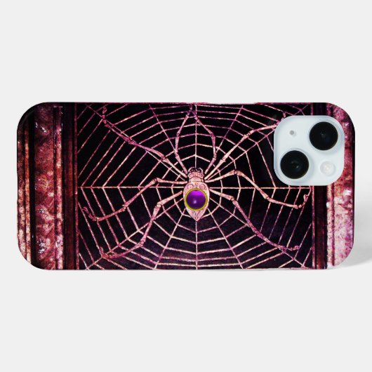 SPIDER en WEB Paarse Gemstone Black Case-Mate iPhone Case (Achterkant (horizontaal))