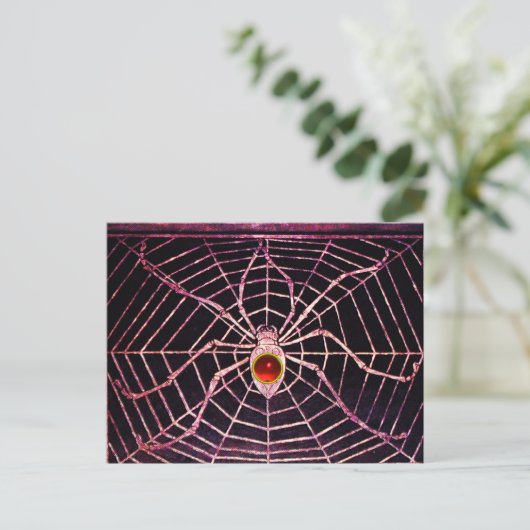 SPIDER en WEB Red Ruby Black Briefkaart (Staand voorkant)
