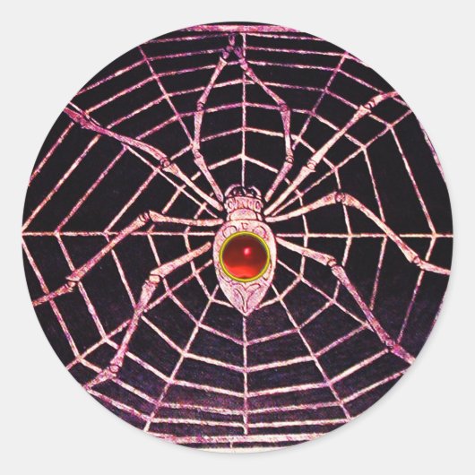 SPIDER en WEB Red Ruby Black Ronde Sticker (Voorkant)