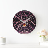 SPIDER en WEB Red Ruby Gemstenen Black Grote Klok (Huis)