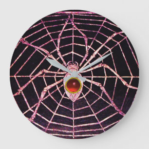 SPIDER en WEB Red Ruby Gemstenen Black Grote Klok