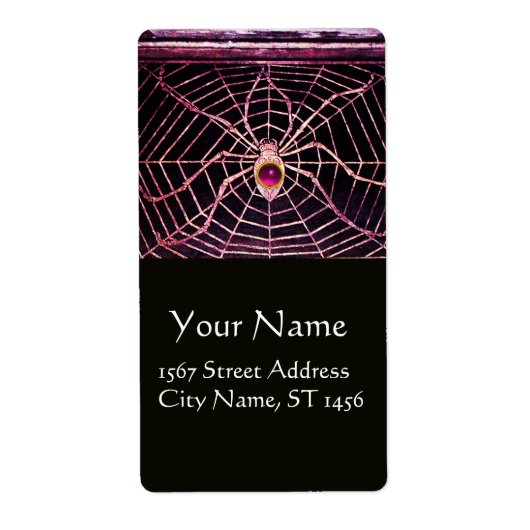 SPIDER EN WEB roze Fuchsia Amethyst Black Etiket (Voorkant)