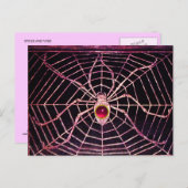 SPIDER en WEB Roze Fuchsia Ruby Black Briefkaart (Voorkant / Achterkant)