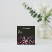 SPIDER EN WEB Roze Fuchsia Ruby Gemstone Black Vierkante Visitekaartje (Staand voorkant)
