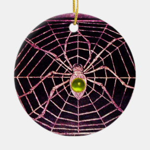 SPIDER en WEB Yellow Topaz Black Keramisch Ornament