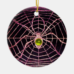 SPIDER en WEB Yellow Topaz Black Keramisch Ornament
