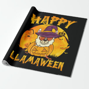 Spider Gift Happy Llamaween Llama Witch Spider Cadeaupapier