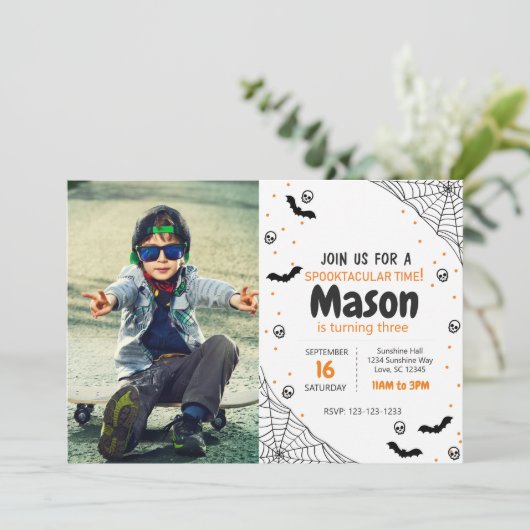 Spider Halloween Invitation d'anniversaire avec ph (Debout devant)