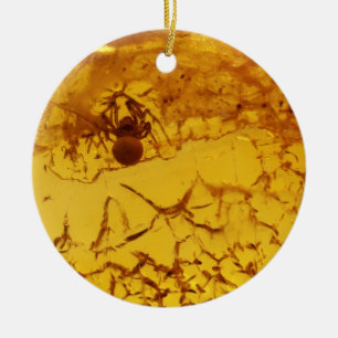 Spider in amber keramisch ornament