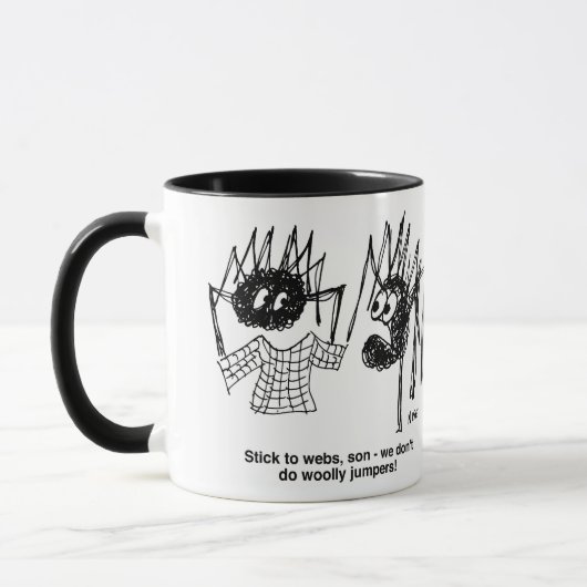 Spider maakt een jumper in plaats van een web mok (Links)