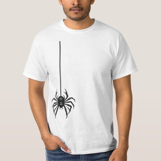 Spider met Cobweb Line T-shirt – Spooky Pet-Shirt (Voorkant)