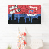 Spider Superheld Rood en Blauw Web Spandoek (Insitu)