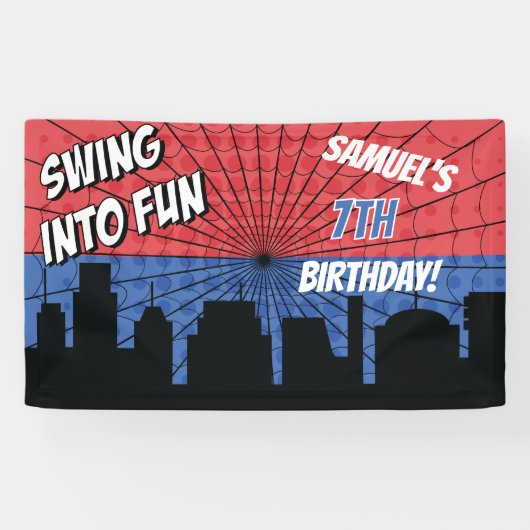 Spider Superheld Rood en Blauw Web Spandoek (Horizontaal)