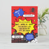 Spider Superhero Comic Birthday Kaart (Staand voorkant)