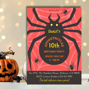 Spider Web 10th Birthday Spooky Halloween Party Kaart