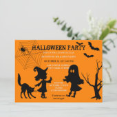 Spider Web Black Chat Halloween Invitation (Debout devant)