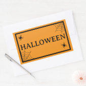 Spider Web Black Orange Halloween Word Rechthoekige Sticker (Envelop)