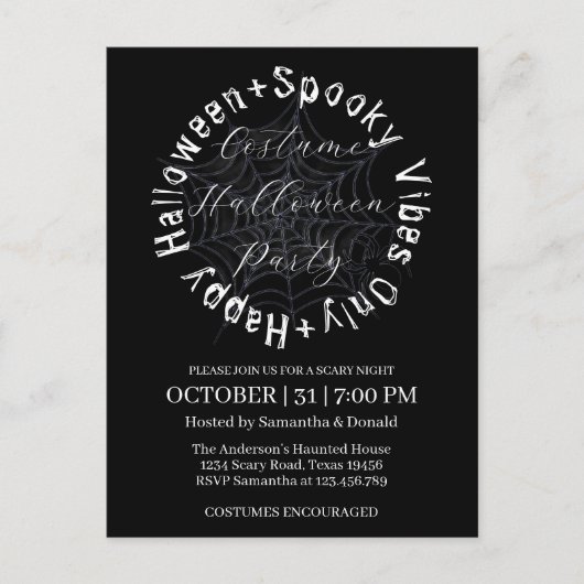 Spider Web Costume fête Halloween Invitation (Devant)