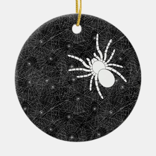 Spider Web en Big White Spider Spooky Halloween Keramisch Ornament (Voorkant)