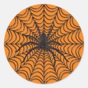 Spider Web en Black Spider Halloween Ronde Sticker