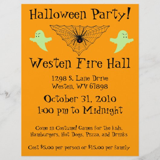Spider Web en Ghost Halloween Party Flyer (Voorkant)