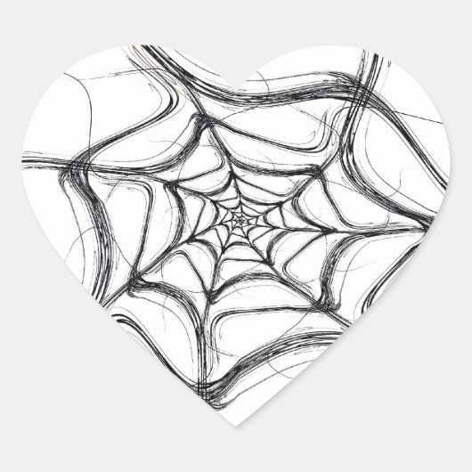 Spider Web Fractal Background Heart Sticker (Voorkant)