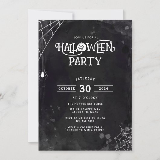 Spider Web Halloween Party Uitnodiging (Voorkant)