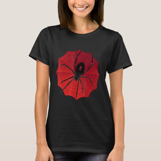 Spider Web Halloween Red Windows T-shirt (Voorkant)