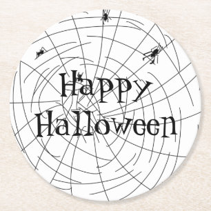 Spider Web Hand Drawn Abstract Design Ronde Kartonnen Onderzetter