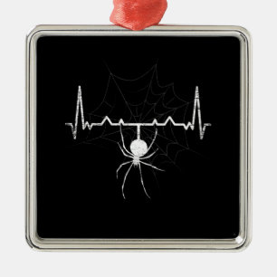 Spider Web Heartbeat Cobweb Spider Gift Metalen Ornament