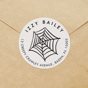 Spider Web Illustratie Halloween Retouradres Ronde Sticker