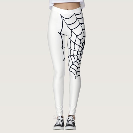 Spider Web Leggings Black en White voor Halloween (Voorkant)