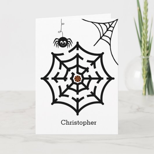 Spider Web Maze Halloween Kaart (Voorkant)