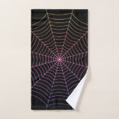 Spider web noir violet orange motif Halloween (Serviette à main)