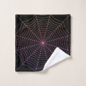Spider web noir violet orange motif Halloween (Gant de toilette)