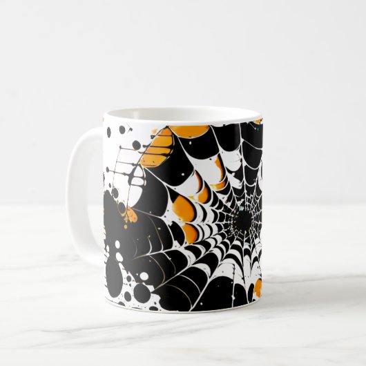 Spider Web Orange et Black Enk Splatter Mug (Devant gauche)