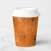 Spider Web over Oranje-Halloween-bekertje Papieren Bekers (Rechts)