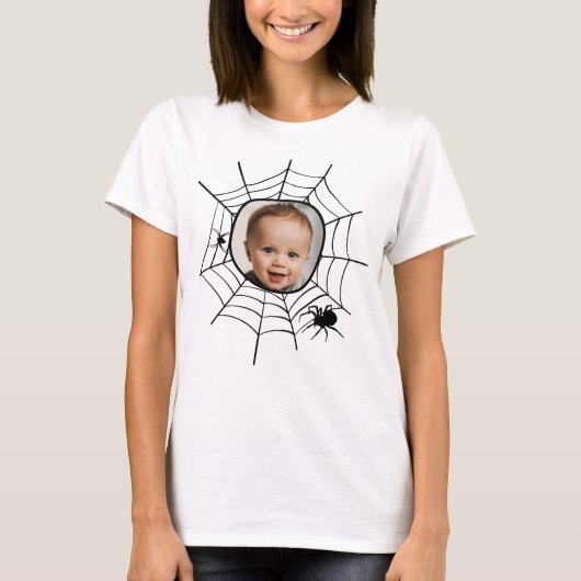 Spider web spiderweb spooky leuke foto t-shirt (Voorkant)