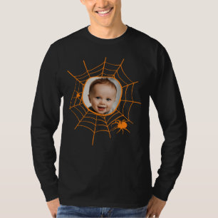 Spider web spiderweb spooky oranje aangepaste foto t-shirt