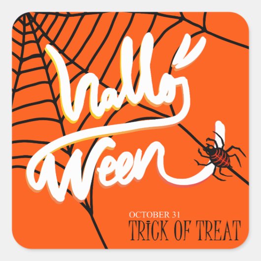  Spider web Trick or treat Halloween Vierkante Sticker (Voorkant)
