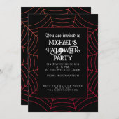 Spider web zwart rood Halloween feest Kaart (Voorkant / Achterkant)