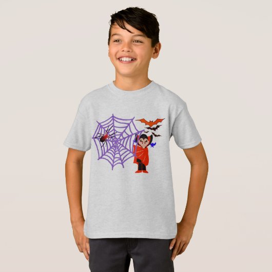 Spider Webs grappige Kinderen Halloween Dracula T-shirt (Voorkant volledig)