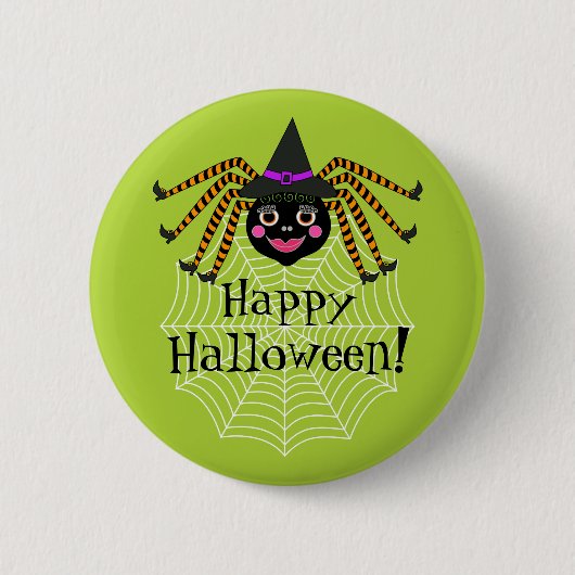Spider Witch Happy Halloween Ronde Button 5,7 Cm (Voorkant)