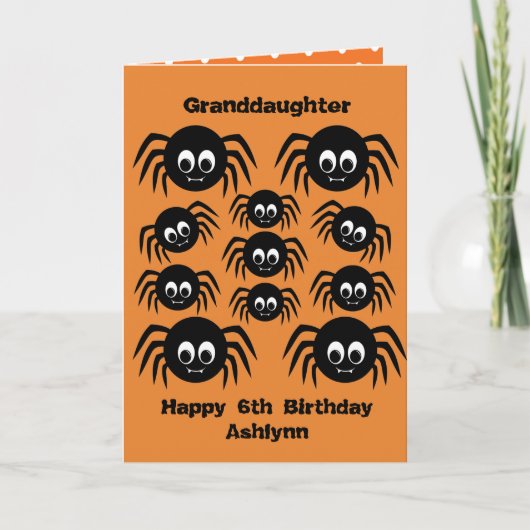 Spiders Birthday Halloween Granddaughter Kaart (Voorkant)