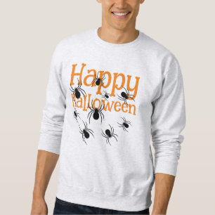 Spiders Happy Halloween Zwart en Sinaasappel T-shi Trui
