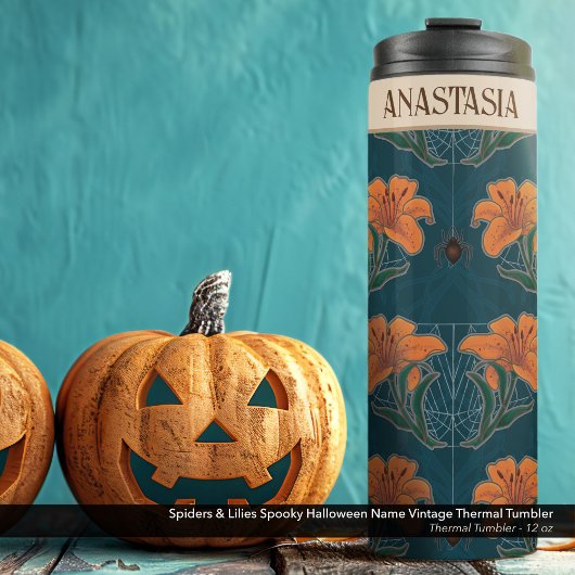 Spiders & Lelies Spooky Halloween Naam Thermosbeker