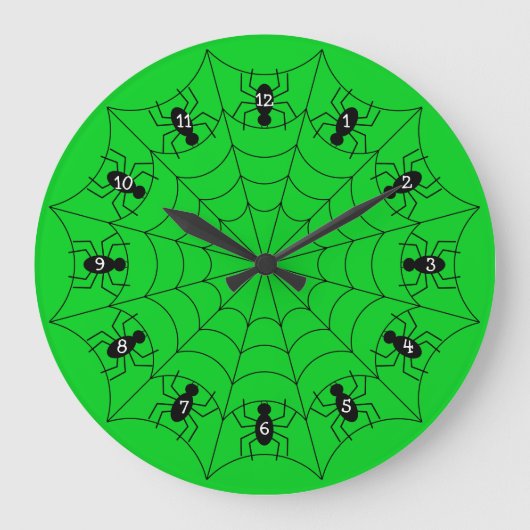 Spiders on a Web Clock in Green Grote Klok (Voorkant)