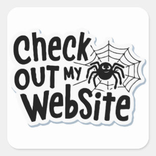Spider's Web Design - 'Bekijk mijn website' Pun Vierkante Sticker