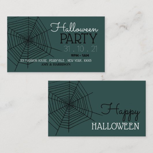 Spider's Web, Halloween Party Ticket Invitation (Devant / Derrière)