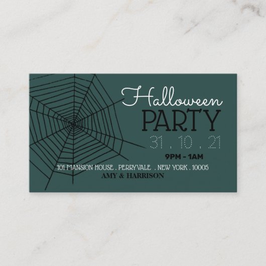 Spider's Web, Halloween Party Ticket Invitation (Devant)